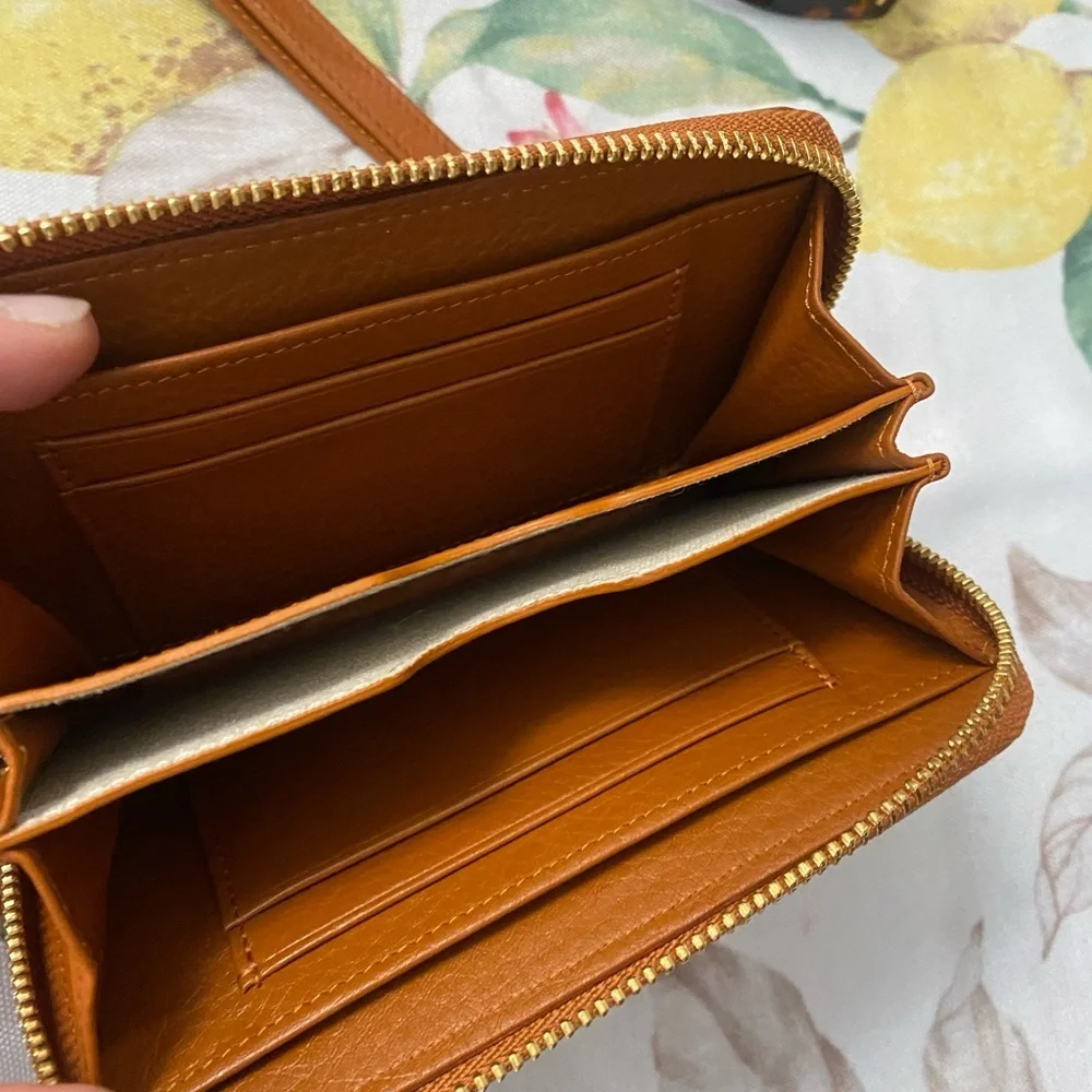 Mark & Graham brown leather monogrammed wallet